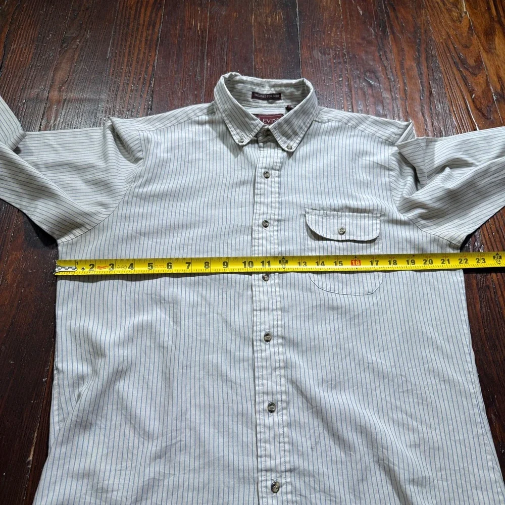Vintage Levis Shirt Mens Large‎ Striped Button Paper Thin Taiwan ROC 80s